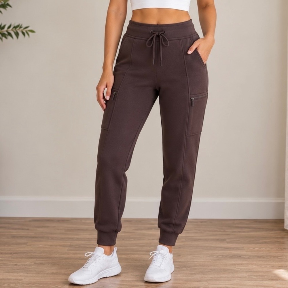 32 Degrees Heat S Mocha Brown Cargo Jogger Pants Stretch Drawstring Zip Pockets
